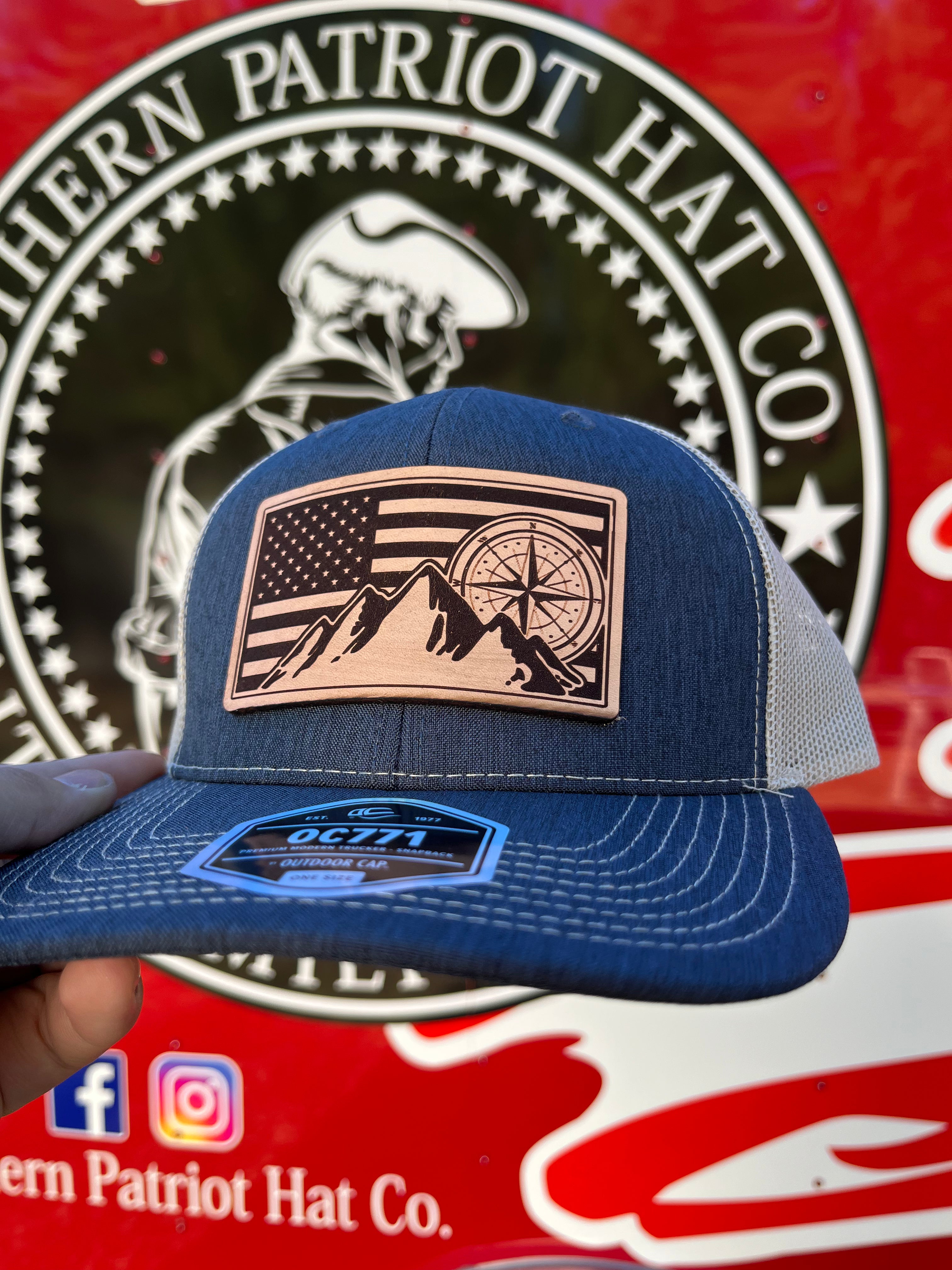 Flag/ Compass/Mountains Hat (BEST SELLER) – Southern Patriot Hat Co.